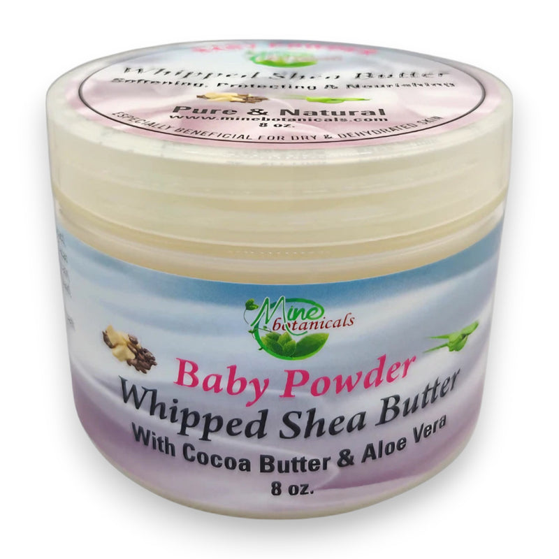 MBESB1114 Mine Botanicals Baby Powder Whipped Shea Butter 8 oz