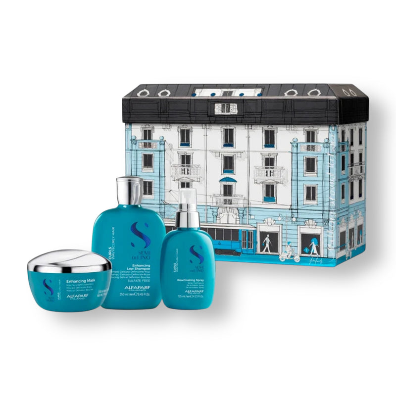 AlfaParf S Semi Di Lino CURLS Gift Set - Enhancing Low Shampoo, Mask, Defining Cream