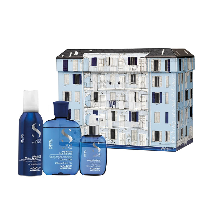 AlfaParf S Semi Di Lino VOLUME Gift Set - Volumizing Low Shampoo Mousse Conditioner Spray