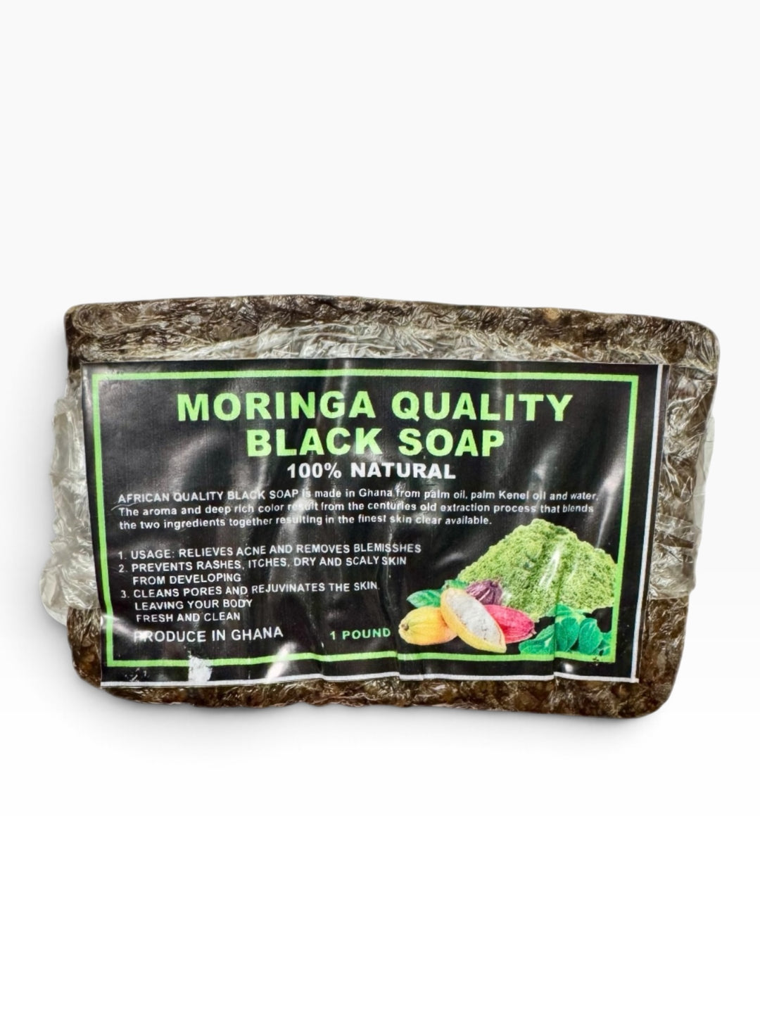 BKS0105 Mringa Quality African Black Soap 16oz