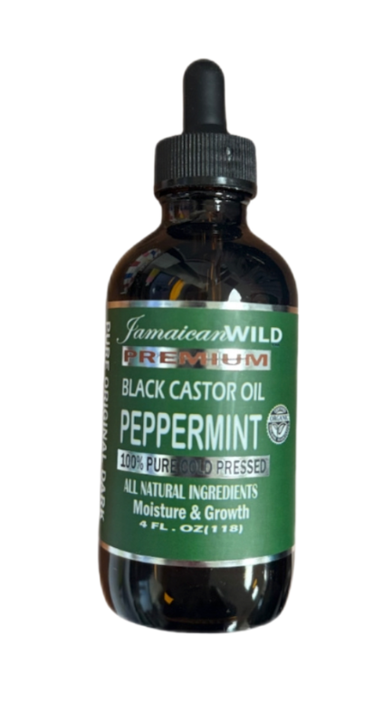 JW0230 JW Premium 100% Pure Cold Pressed Blk Castor Oil PEPPERMINT 4oz