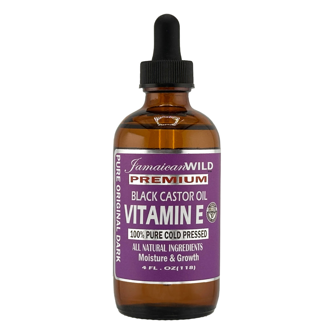 JW0232 JW Premium 100% Pure Cold Pressed Blk Castor Oil VITAMIN E 4oz