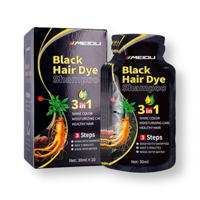 Meidu Hair Dye 3 in 1 Shampoo Black Packets (10 pcs)