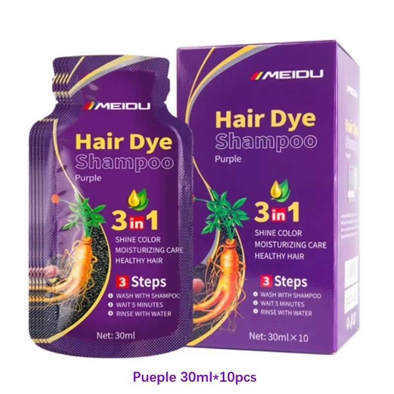 MEI501 Meidu Hair Dye 3 in 1 Shampoo Purple Packets (10 pcs)