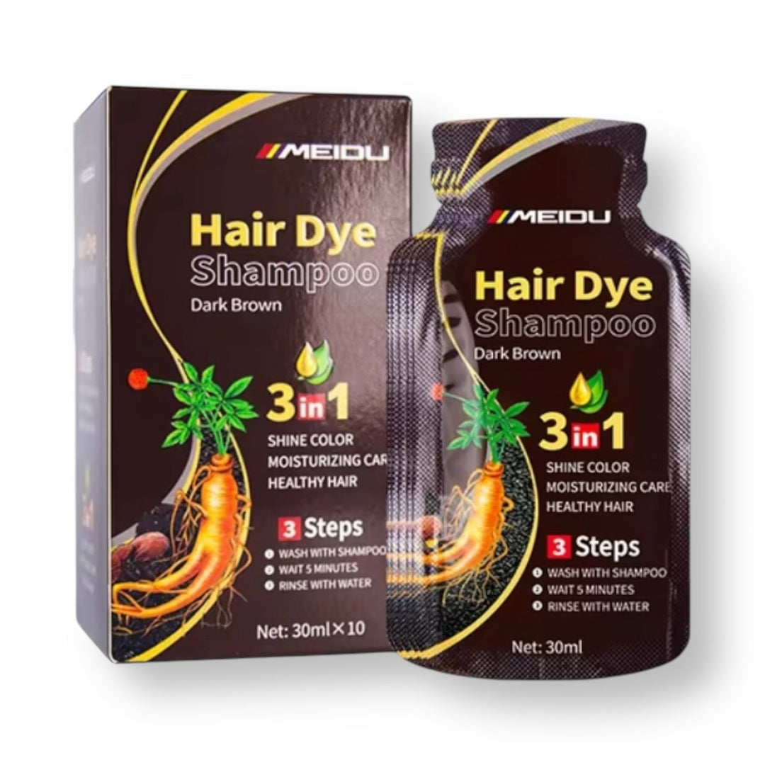 Meidu Hair Dye 3 in 1 Shampoo Dark Brown Packets (10 pcs)