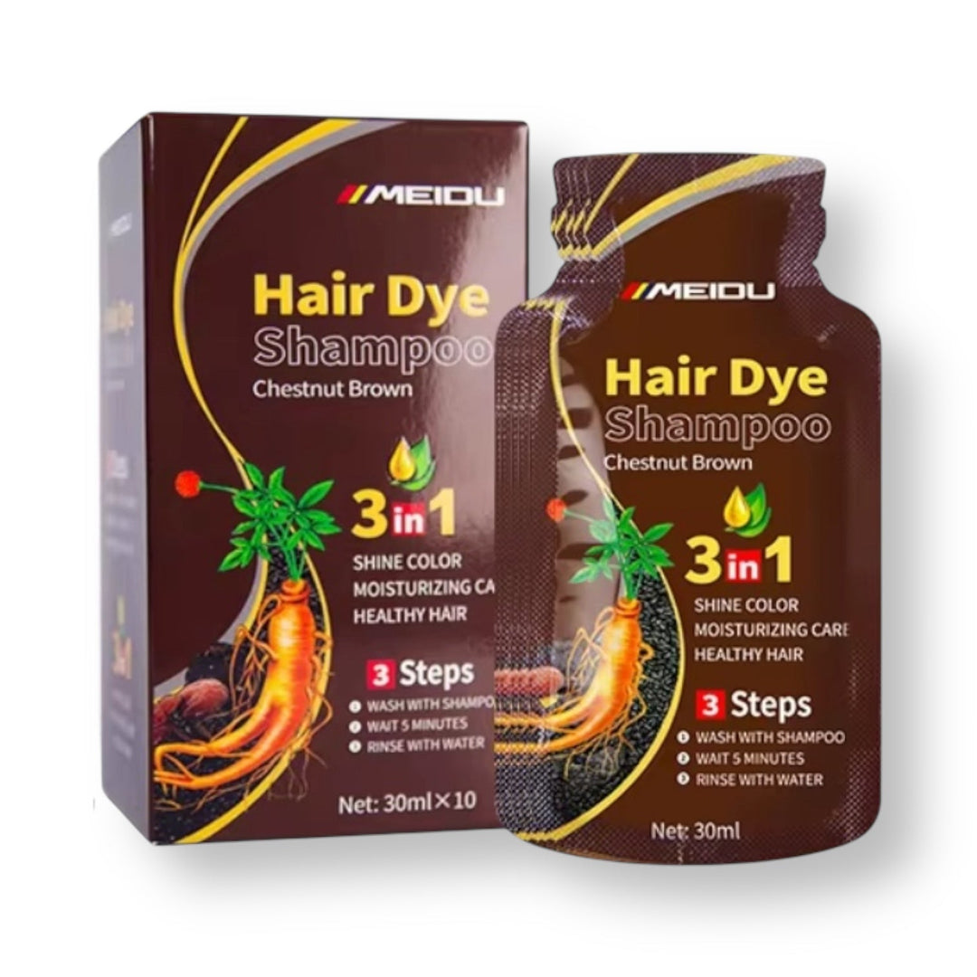 Meidu Hair Dye 3 in 1 Shampoo Chestnut Brown Packets (10 pcs)