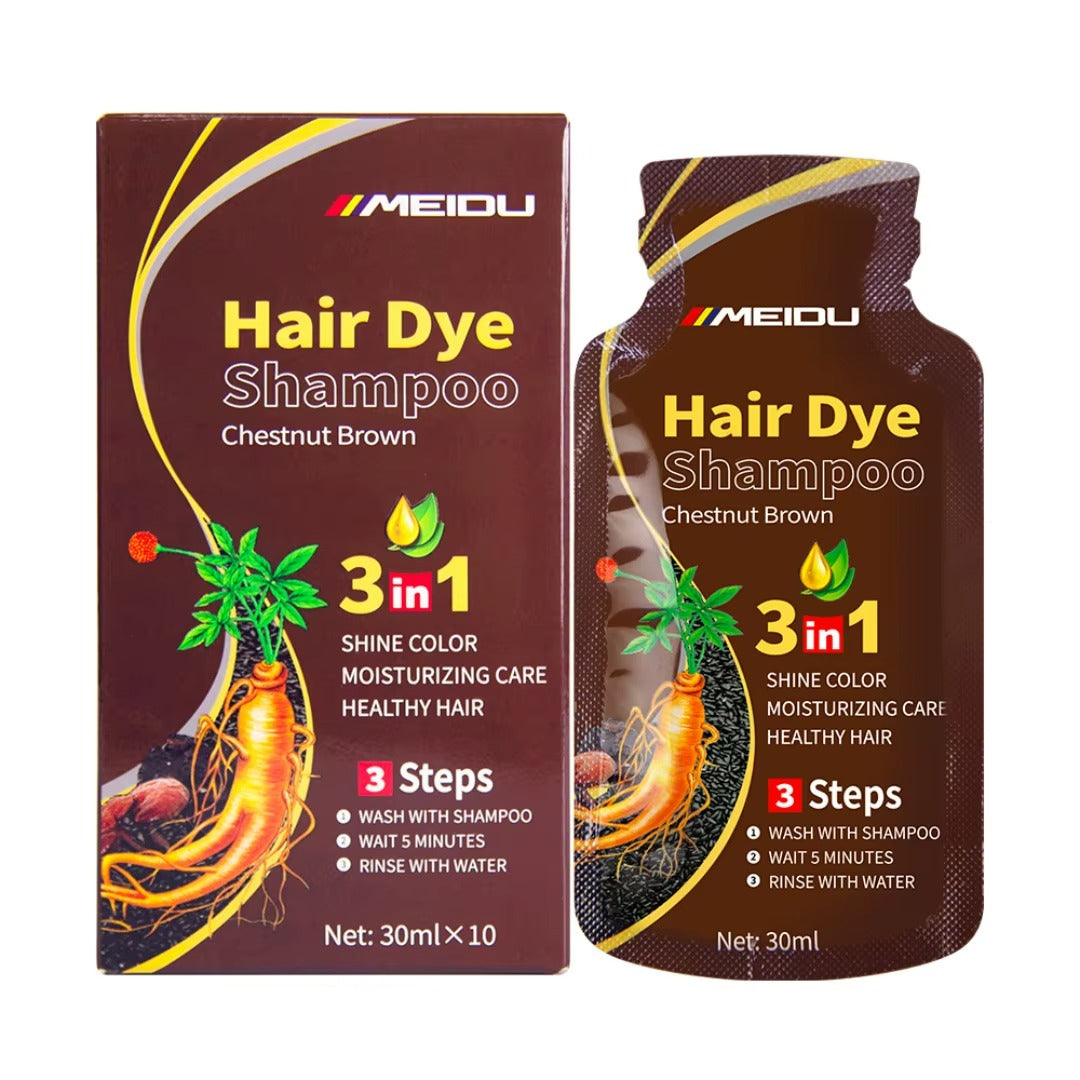 MEI701 Meidu Hair Dye 3 in 1 Shampoo Light Brown Packets (10 pcs)