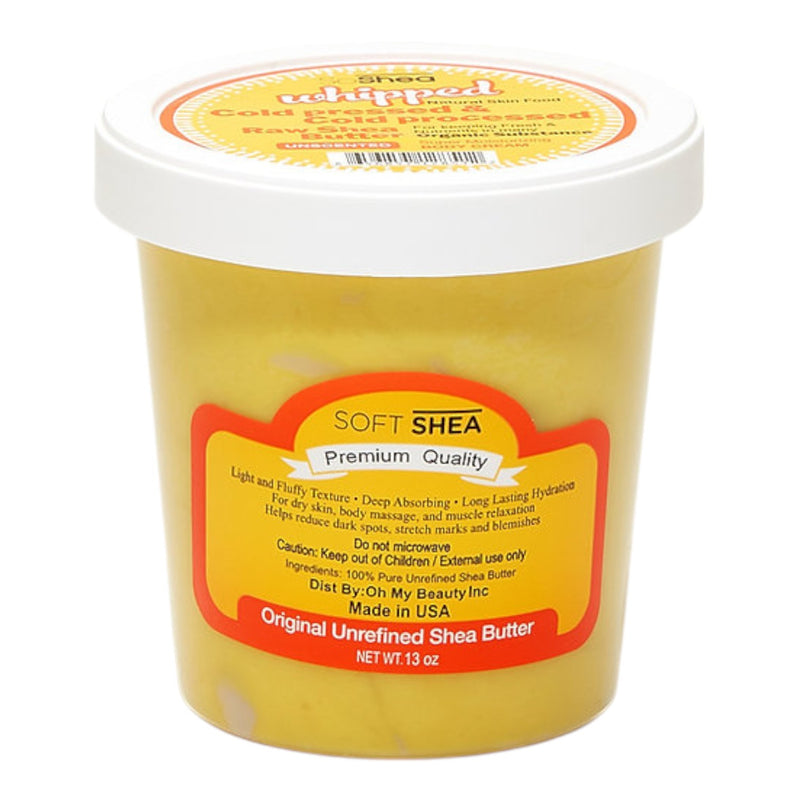 Soft Shea Whipped Shea Butter - Original Unscented (Yellow) 13 oz