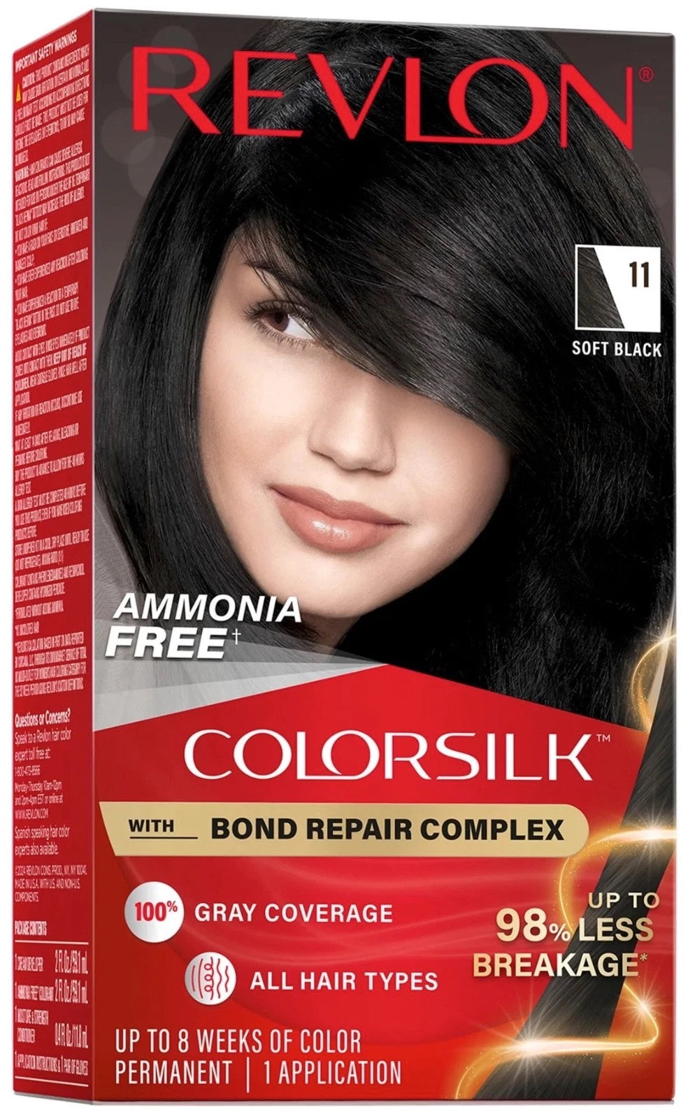 UNIQ1002 Revlon ColorSilk Permanent Hair Color #11 SOFT BLACK
